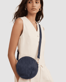 Bolso redondo de imitación ante