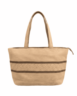 Bolso Shopper Grande de Rafia con Pedrería