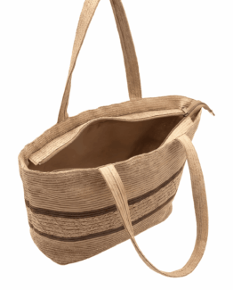 Bolso Shopper Grande de Rafia con Pedrería